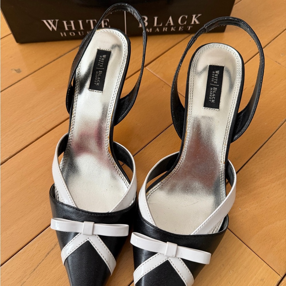 Two-Tone Slingback Pumps in Black and White